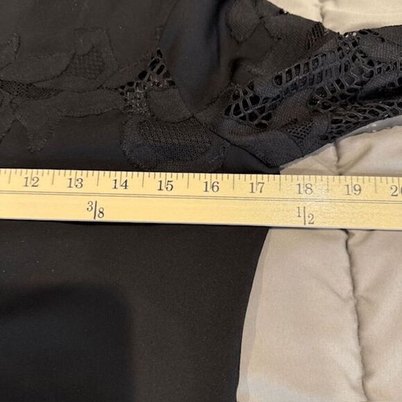 Diane Von Furstenberg Silk Ernestina Dress Black Shift -No Belt Lace Trim Size 4 - Picture 11 of 13